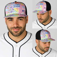 Maori Kowhaiwhai Taniko Patchwork Rainbow Motifs Baseball Net Cap LT9 - Polynesian Pride