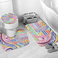Maori Kowhaiwhai Taniko Patchwork Rainbow Motifs Bathroom Set LT9 Mat Set Only (3 pcs) One Size Rainbow - Polynesian Pride