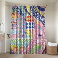 Maori Kowhaiwhai Taniko Patchwork Rainbow Motifs Bathroom Set LT9 Shower Curtain Only Rainbow - Polynesian Pride