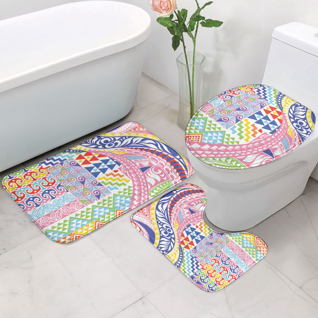 Maori Kowhaiwhai Taniko Patchwork Rainbow Motifs Bathroom Set LT9 - Polynesian Pride