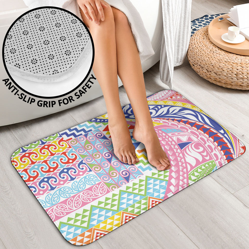 Maori Kowhaiwhai Taniko Patchwork Rainbow Motifs Bathroom Set LT9 - Polynesian Pride