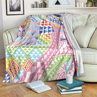 Maori Kowhaiwhai Taniko Patchwork Rainbow Motifs Blanket LT9 Rainbow - Polynesian Pride