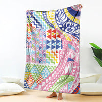 Maori Kowhaiwhai Taniko Patchwork Rainbow Motifs Blanket LT9 - Polynesian Pride