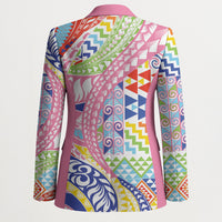 Maori Kowhaiwhai Taniko Patchwork Rainbow Motifs Blazer LT9 - Polynesian Pride