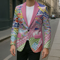 Maori Kowhaiwhai Taniko Patchwork Rainbow Motifs Blazer LT9 - Polynesian Pride