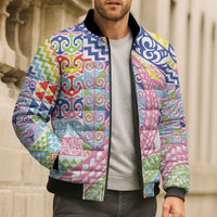 Maori Kowhaiwhai Taniko Patchwork Rainbow Motifs Bomber Puffer Jacket LT9 - Polynesian Pride