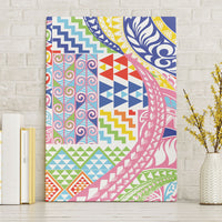 Maori Kowhaiwhai Taniko Patchwork Rainbow Motifs Canvas Wall Art LT9 Without Frame Rainbow - Polynesian Pride