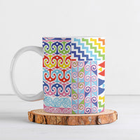 Maori Kowhaiwhai Taniko Patchwork Rainbow Motifs Ceramic Mug LT9 Rainbow - Polynesian Pride
