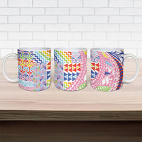 Maori Kowhaiwhai Taniko Patchwork Rainbow Motifs Ceramic Mug LT9 - Polynesian Pride