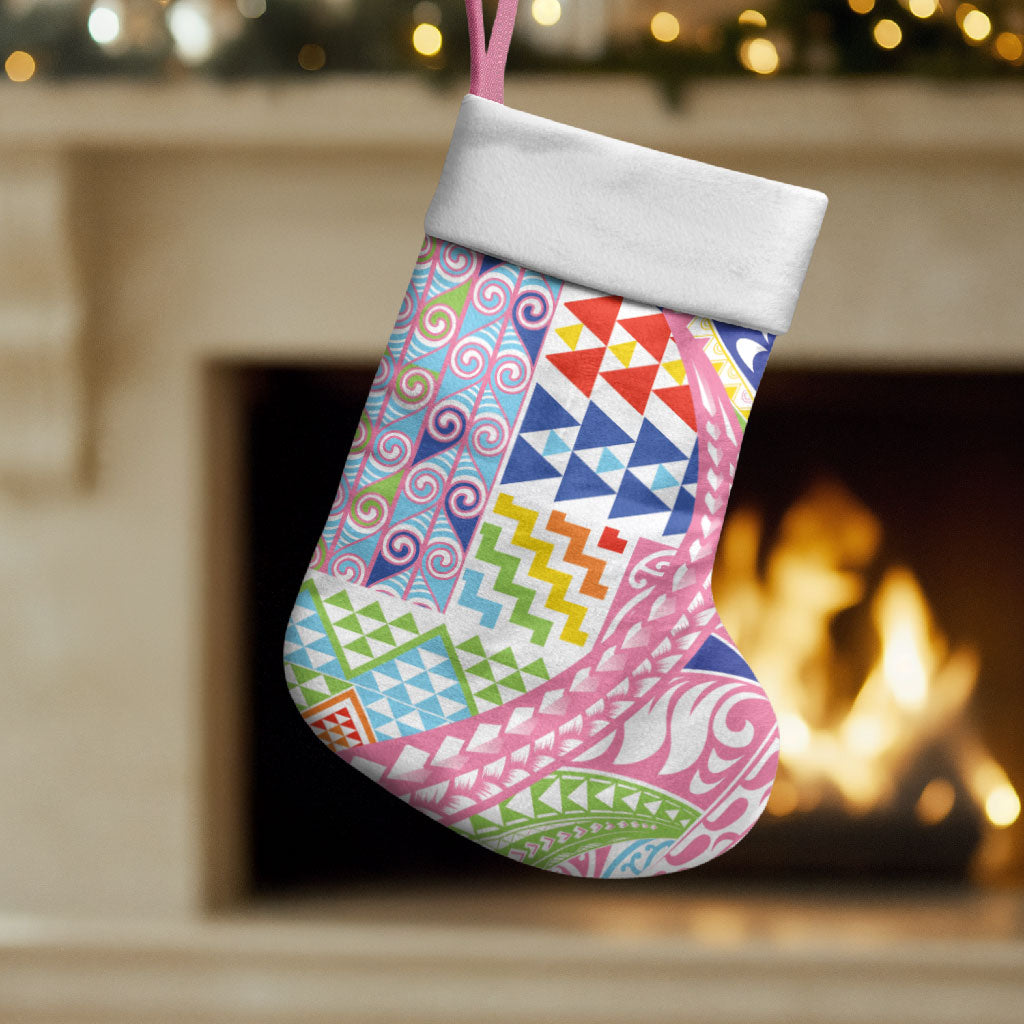 Maori Kowhaiwhai Taniko Patchwork Rainbow Motifs Christmas Stocking LT9 Set of 2 Rainbow - Polynesian Pride