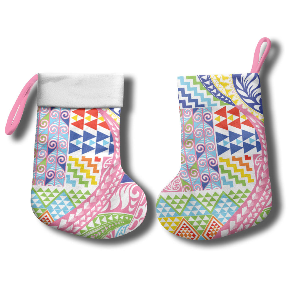 Maori Kowhaiwhai Taniko Patchwork Rainbow Motifs Christmas Stocking LT9 - Polynesian Pride