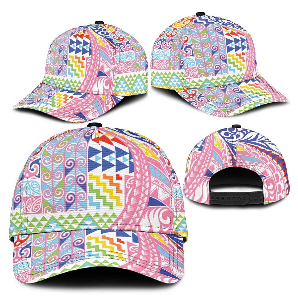 Maori Kowhaiwhai Taniko Patchwork Rainbow Motifs Classic Cap LT9 - Polynesian Pride