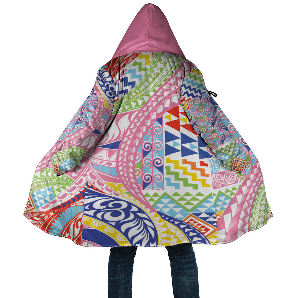 Maori Kowhaiwhai Taniko Patchwork Rainbow Motifs Cloak LT9 Unisex Rainbow - Polynesian Pride