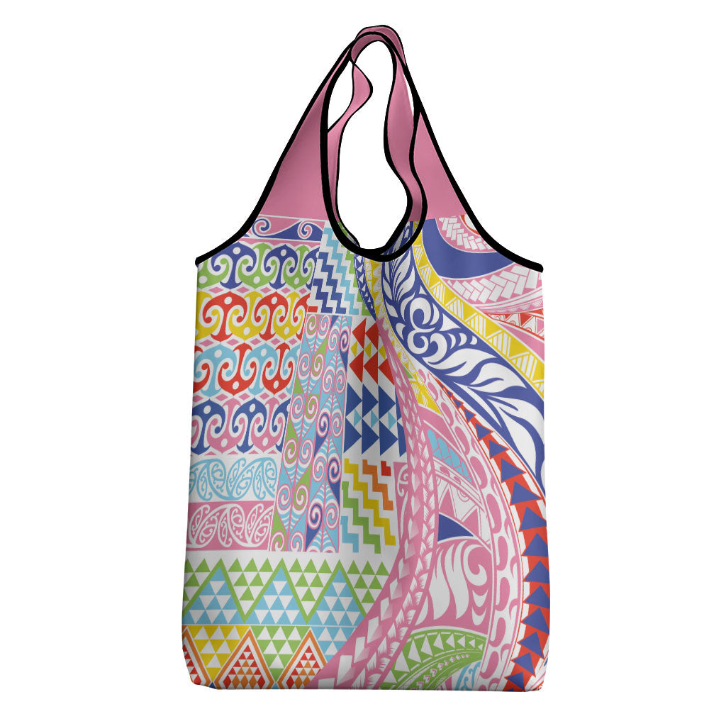 Maori Kowhaiwhai Taniko Patchwork Rainbow Motifs Grocery Bag LT9 - Polynesian Pride
