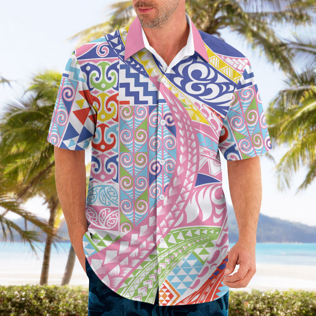 Maori Kowhaiwhai Taniko Patchwork Rainbow Motifs Hawaiian Shirt LT9 - Polynesian Pride