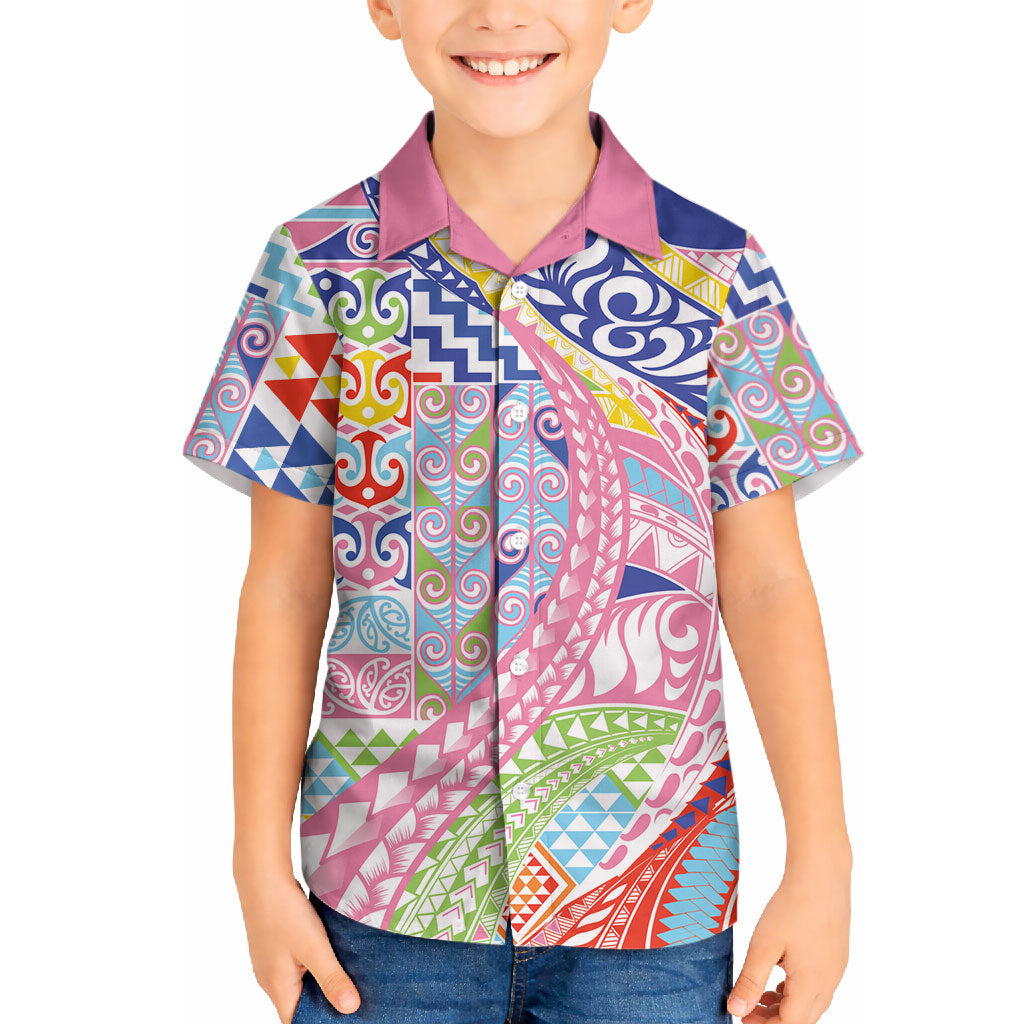 Maori Kowhaiwhai Taniko Patchwork Rainbow Motifs Hawaiian Shirt LT9 - Polynesian Pride