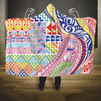 Maori Kowhaiwhai Taniko Patchwork Rainbow Motifs Hooded Blanket LT9 - Polynesian Pride