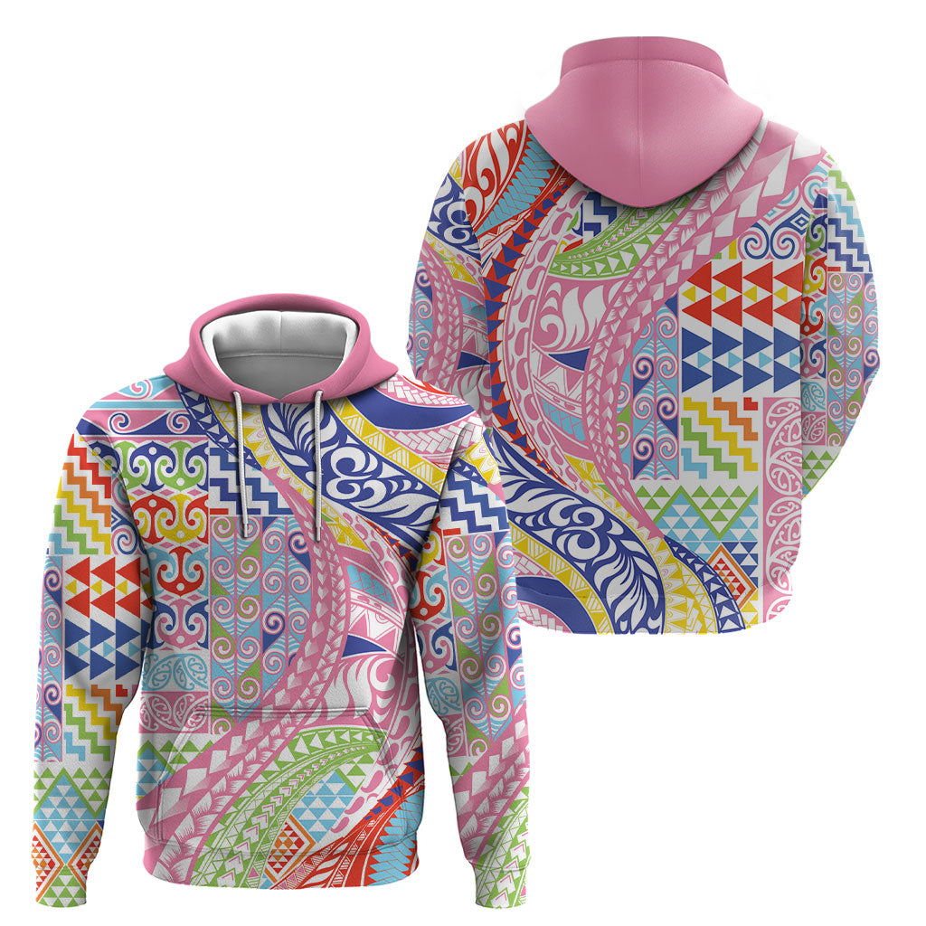 Maori Kowhaiwhai Taniko Patchwork Rainbow Motifs Hoodie LT9 - Polynesian Pride