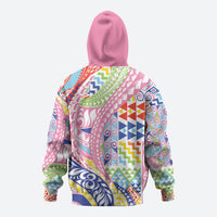 Maori Kowhaiwhai Taniko Patchwork Rainbow Motifs Hoodie LT9 - Polynesian Pride