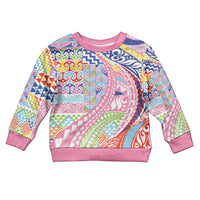 Maori Kowhaiwhai Taniko Patchwork Rainbow Motifs Kid Ugly Christmas Sweater LT9 Kid Rainbow - Polynesian Pride