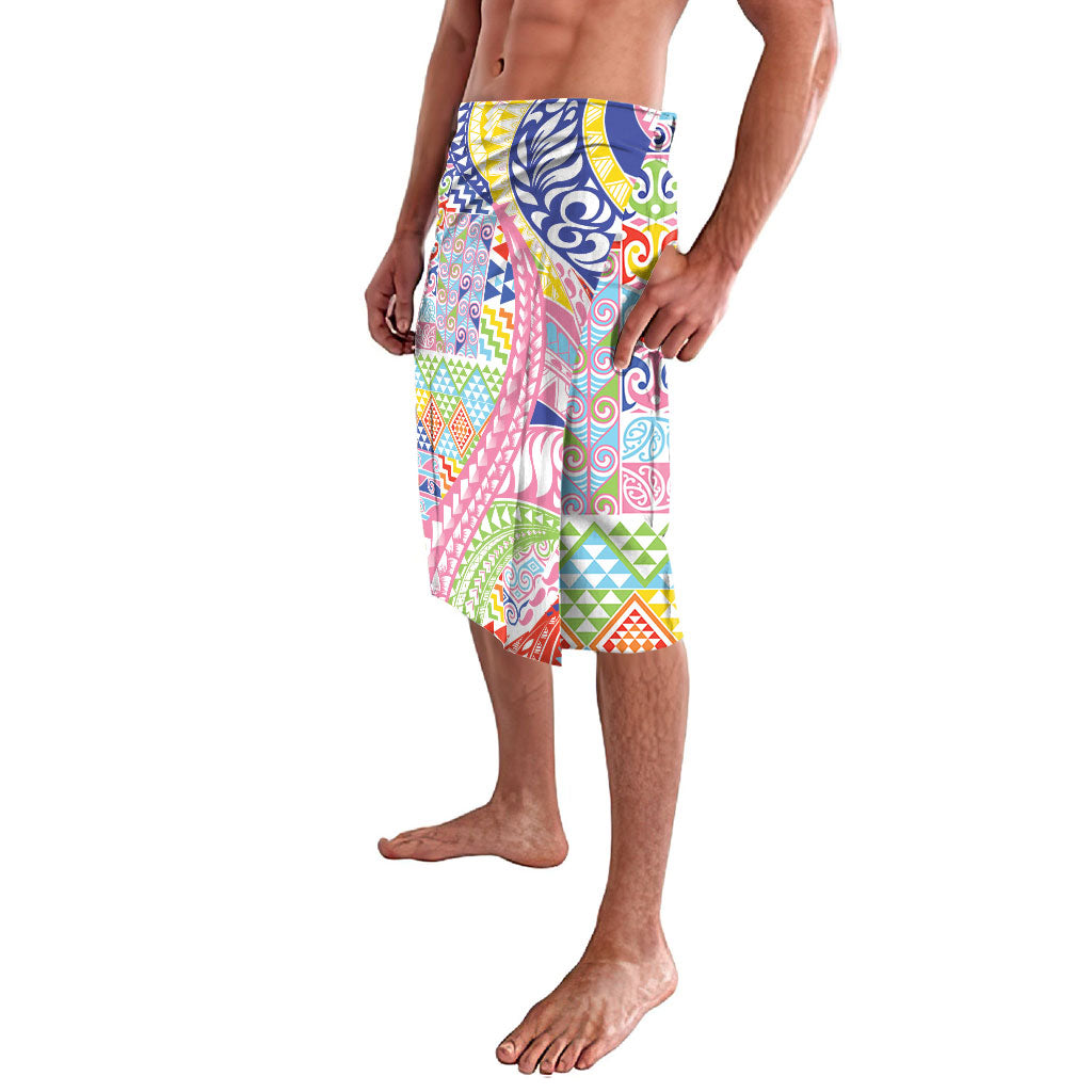 Maori Kowhaiwhai Taniko Patchwork Rainbow Motifs Lavalava LT9 - Polynesian Pride