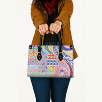 Maori Kowhaiwhai Taniko Patchwork Rainbow Motifs Leather Bag LT9 - Polynesian Pride