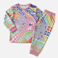Maori Kowhaiwhai Taniko Patchwork Rainbow Motifs Christmas Pajama Set LT9 Men Rainbow - Polynesian Pride