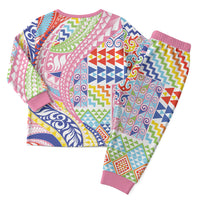 Maori Kowhaiwhai Taniko Patchwork Rainbow Motifs Christmas Pajama Set LT9 - Polynesian Pride