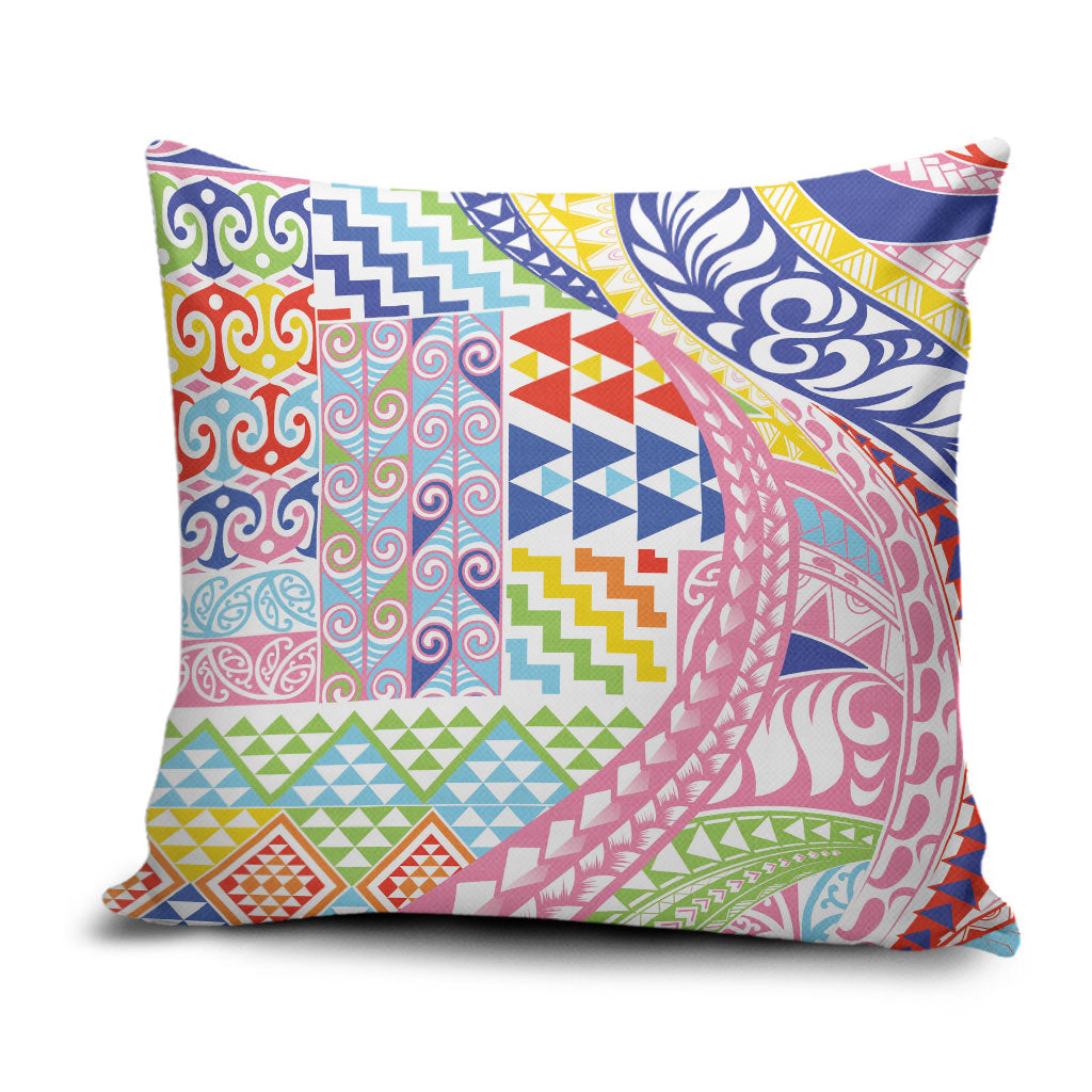 Maori Kowhaiwhai Taniko Patchwork Rainbow Motifs Pillow Cover LT9 Rainbow - Polynesian Pride
