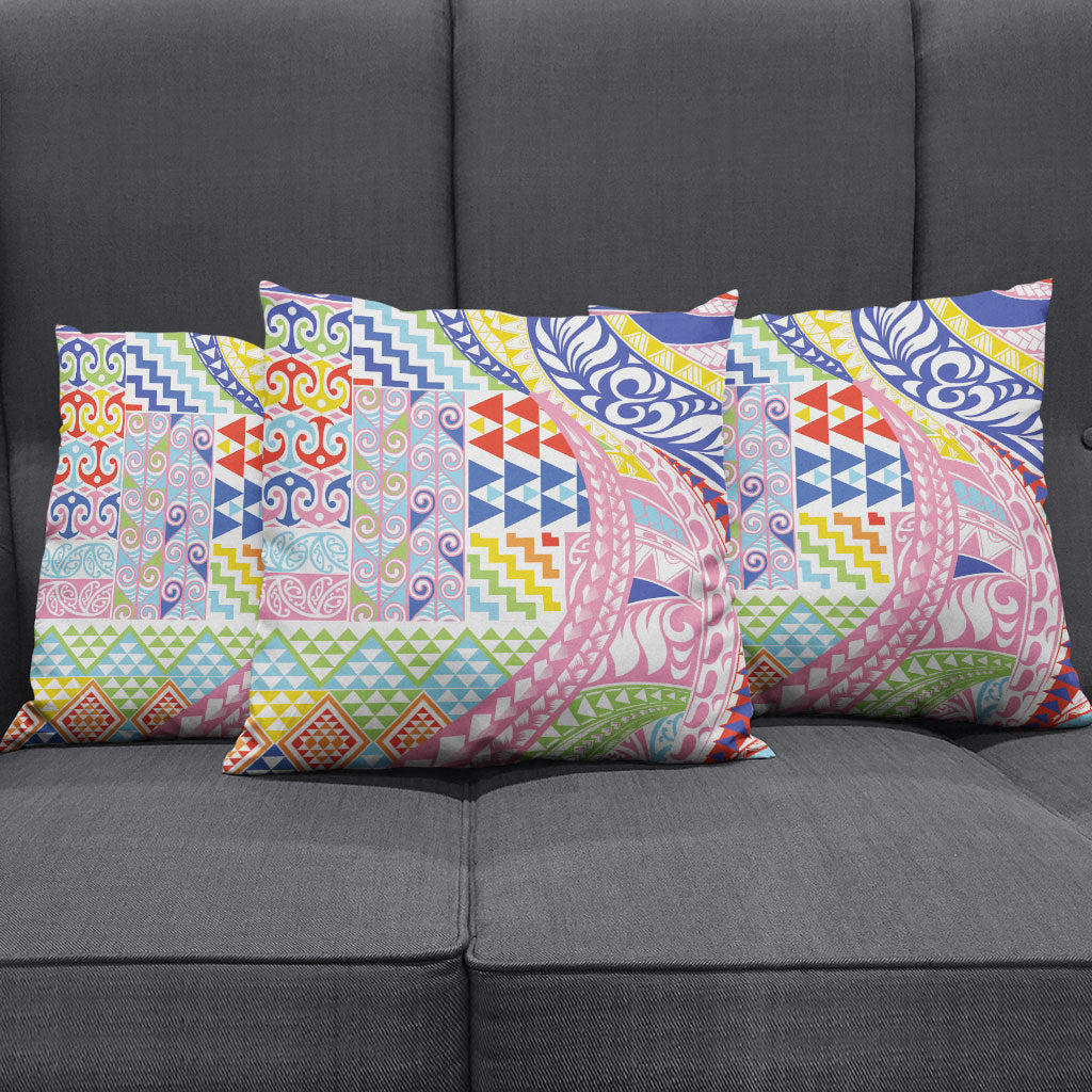 Maori Kowhaiwhai Taniko Patchwork Rainbow Motifs Pillow Cover LT9 - Polynesian Pride