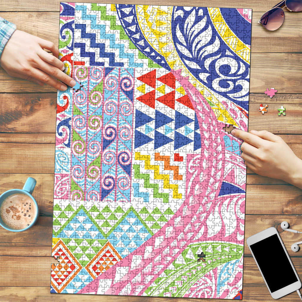 Maori Kowhaiwhai Taniko Patchwork Rainbow Motifs Puzzle LT9 Rainbow - Polynesian Pride