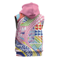 Maori Kowhaiwhai Taniko Patchwork Rainbow Motifs Sleeveless Hoodie LT9 - Polynesian Pride
