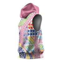 Maori Kowhaiwhai Taniko Patchwork Rainbow Motifs Sleeveless Hoodie LT9 - Polynesian Pride