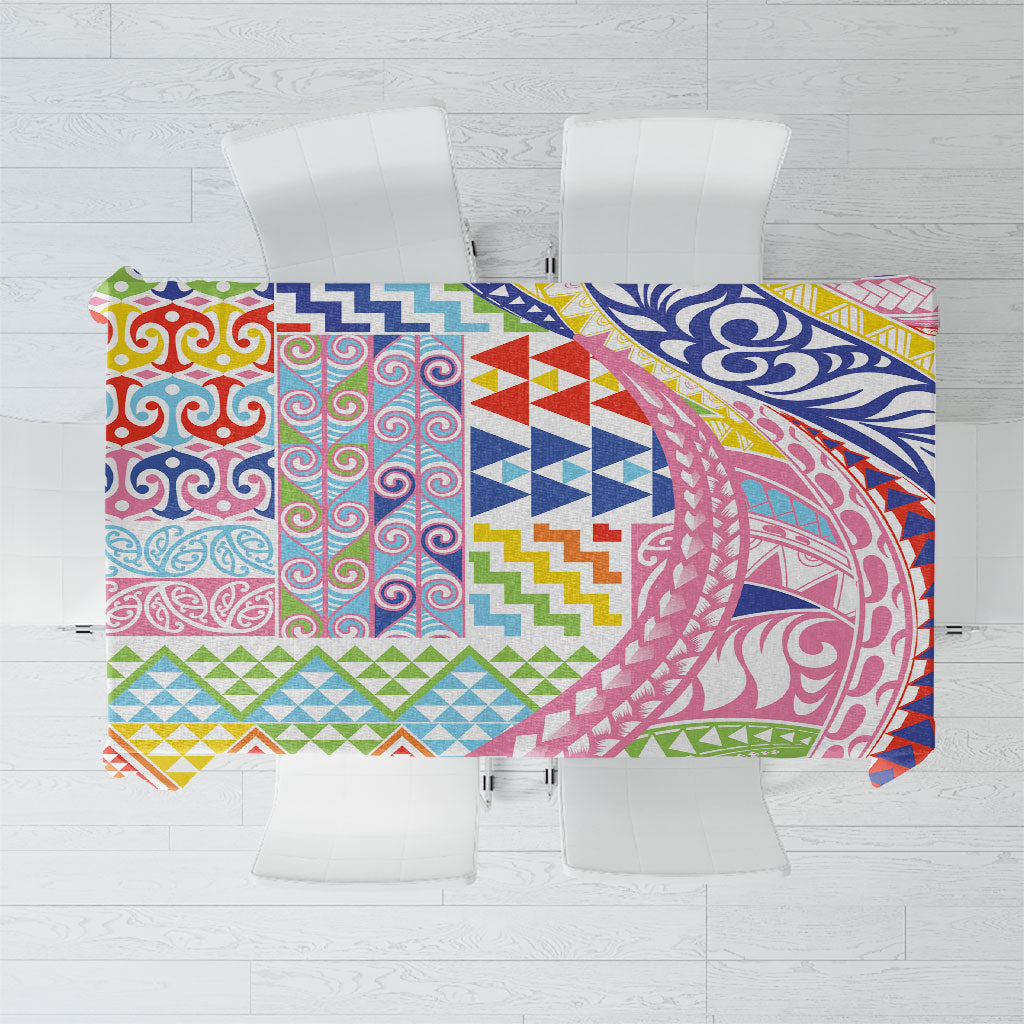Maori Kowhaiwhai Taniko Patchwork Rainbow Motifs Tablecloth LT9 Rainbow - Polynesian Pride