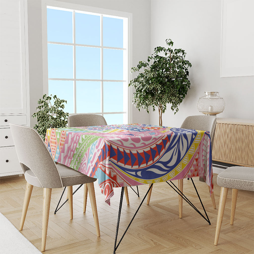 Maori Kowhaiwhai Taniko Patchwork Rainbow Motifs Tablecloth LT9 - Polynesian Pride