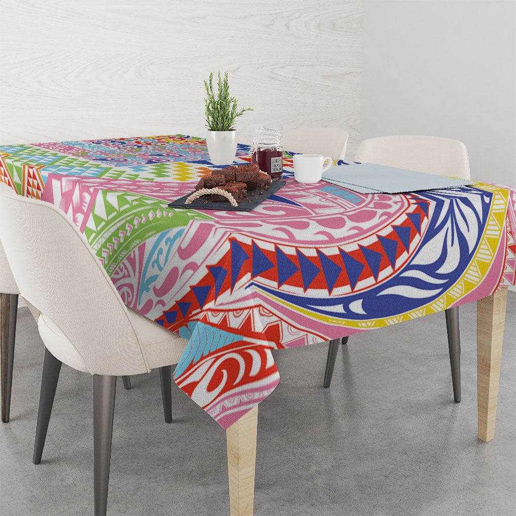 Maori Kowhaiwhai Taniko Patchwork Rainbow Motifs Tablecloth LT9 - Polynesian Pride