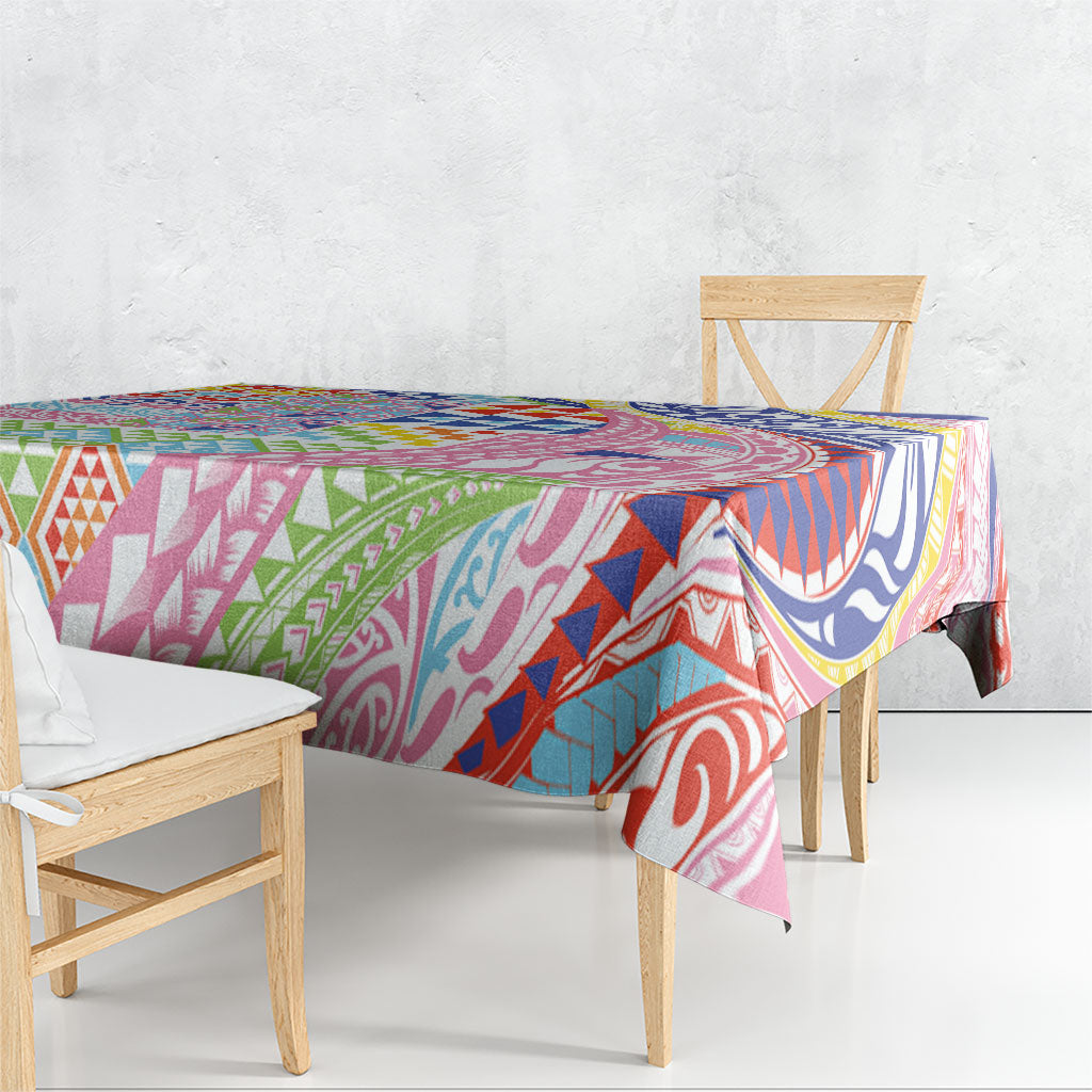 Maori Kowhaiwhai Taniko Patchwork Rainbow Motifs Tablecloth LT9 - Polynesian Pride