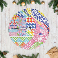 Maori Kowhaiwhai Taniko Patchwork Rainbow Motifs Tree Skirt LT9 Casual Rainbow - Polynesian Pride