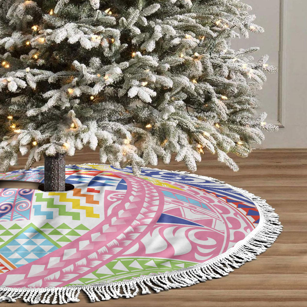 Maori Kowhaiwhai Taniko Patchwork Rainbow Motifs Tree Skirt LT9 - Polynesian Pride