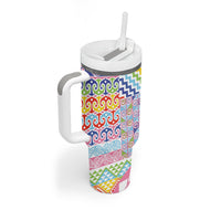 Maori Kowhaiwhai Taniko Patchwork Rainbow Motifs Tumbler With Handle LT9 - Polynesian Pride