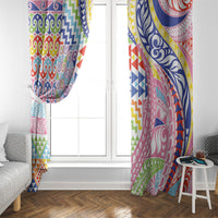 Maori Kowhaiwhai Taniko Patchwork Rainbow Motifs Window Curtain LT9 - Polynesian Pride