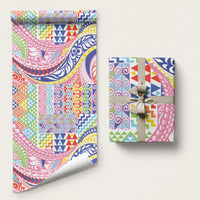 Maori Kowhaiwhai Taniko Patchwork Rainbow Motifs Wrapping Paper