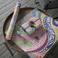 Maori Kowhaiwhai Taniko Patchwork Rainbow Motifs Wrapping Paper