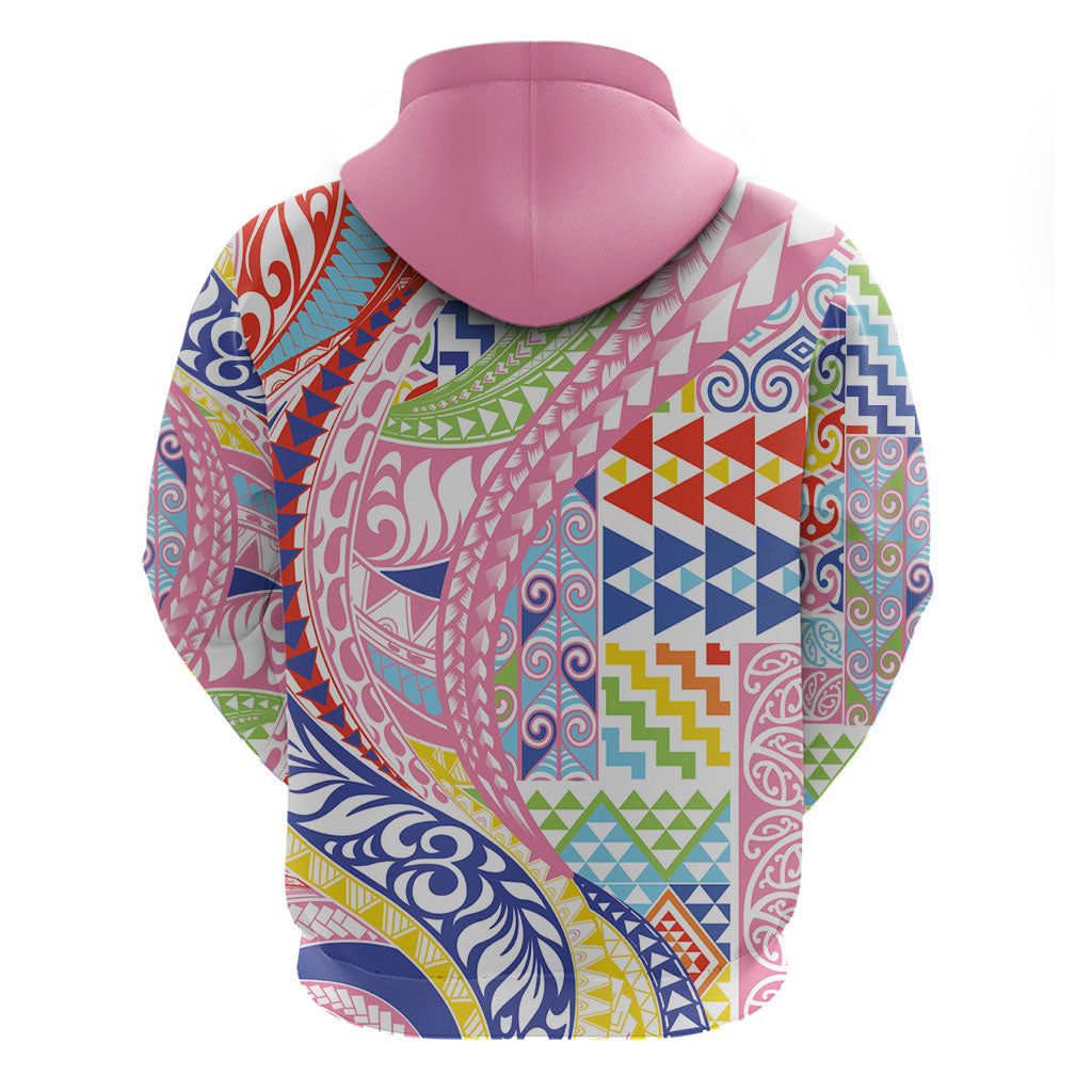 Maori Kowhaiwhai Taniko Patchwork Rainbow Motifs Zip Hoodie LT9 - Polynesian Pride