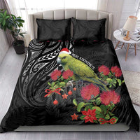 Meri Kirihimete Kakapo Bedding Set Black Silver Fern Christmas Vibe