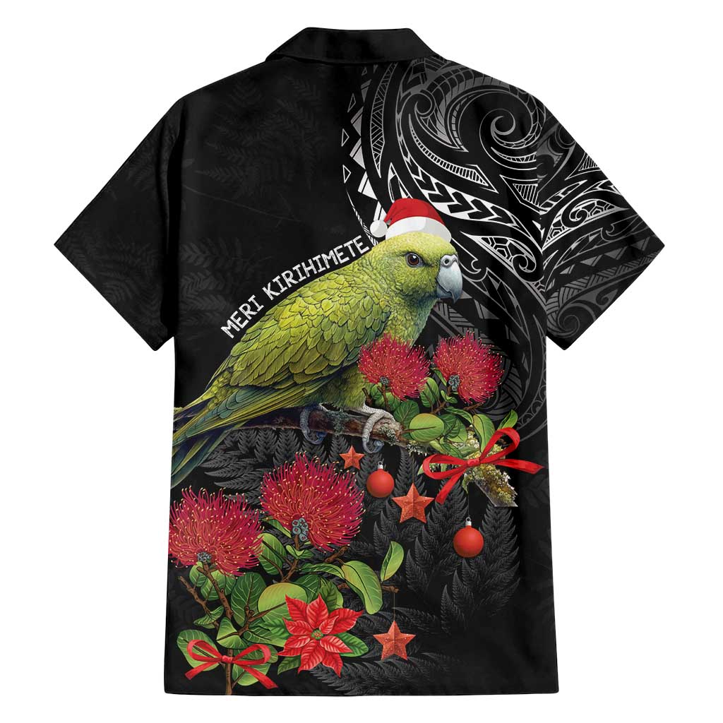 Meri Kirihimete Kakapo Family Matching Long Sleeve Bodycon Dress and Hawaiian Shirt Black Silver Fern Christmas Vibe LT9 - Polynesian Pride