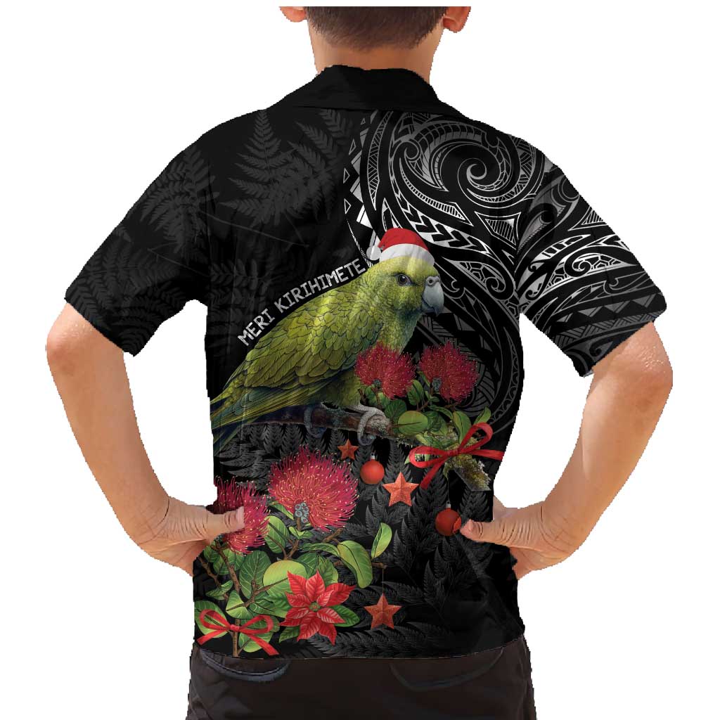 Meri Kirihimete Kakapo Family Matching Mermaid Dress and Hawaiian Shirt Black Silver Fern Christmas Vibe LT9 - Polynesian Pride