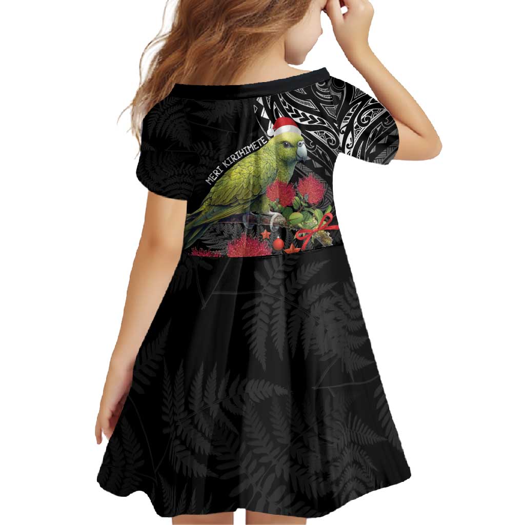 Meri Kirihimete Kakapo Family Matching Mermaid Dress and Hawaiian Shirt Black Silver Fern Christmas Vibe LT9 - Polynesian Pride