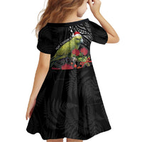 Meri Kirihimete Kakapo Family Matching Off Shoulder Maxi Dress and Hawaiian Shirt Black Silver Fern Christmas Vibe LT9 - Polynesian Pride
