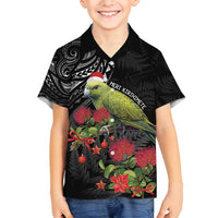 Meri Kirihimete Kakapo Family Matching Off Shoulder Maxi Dress and Hawaiian Shirt Black Silver Fern Christmas Vibe LT9 Son's Shirt Black - Polynesian Pride